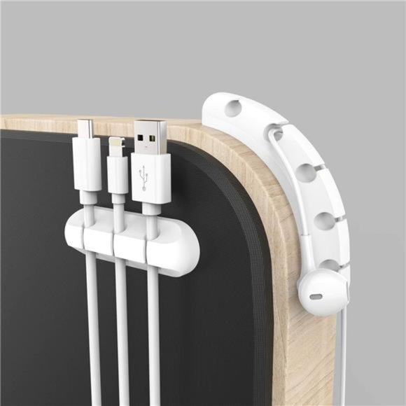 White Cable Clips, Cord Organizer Cable Management, Cable Organizers USB Cable - Picture 4 of 7